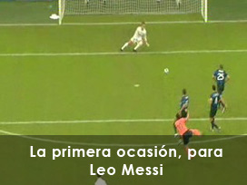 Messi tuvo la primera oportunidad del partido